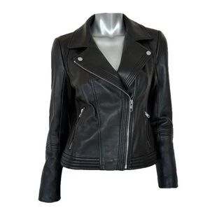 Michael Kors Black Leather Biker Jacket